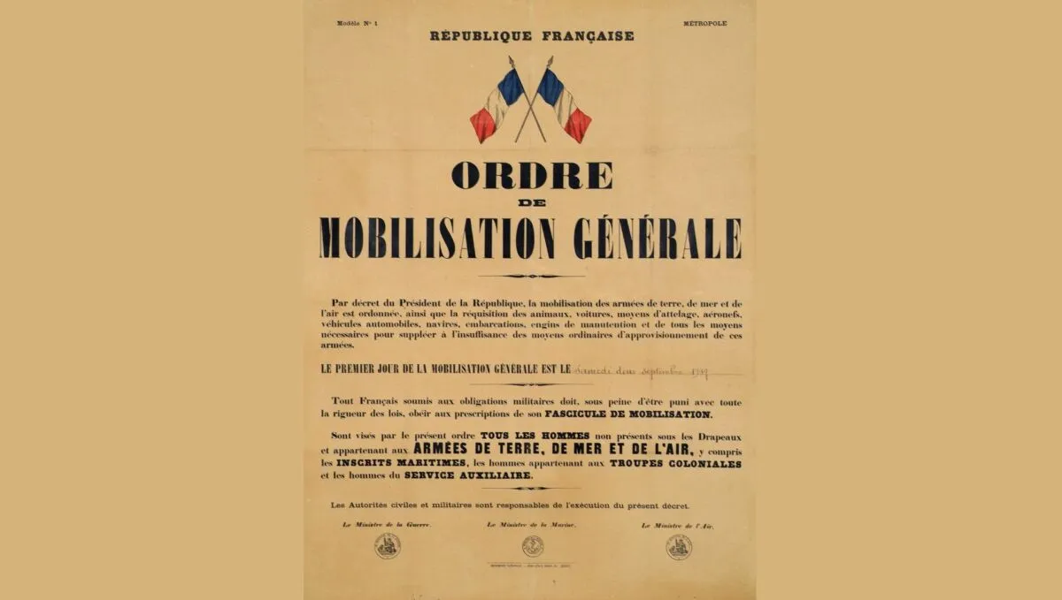 GUERRE 1939-1945. ORDRE DE MOBILISATION GENERALE ©francearchives.gouv.fr