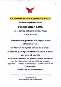 À Bois d’Olives, l’association RAMA prépare une nouvelle action solidaire en faveur des plus démunis